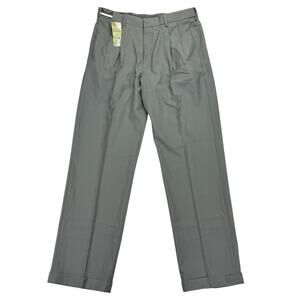 Haggar Mens Comfort Classic Fit Pleated Cuffed Dress Pants Gray 34x32